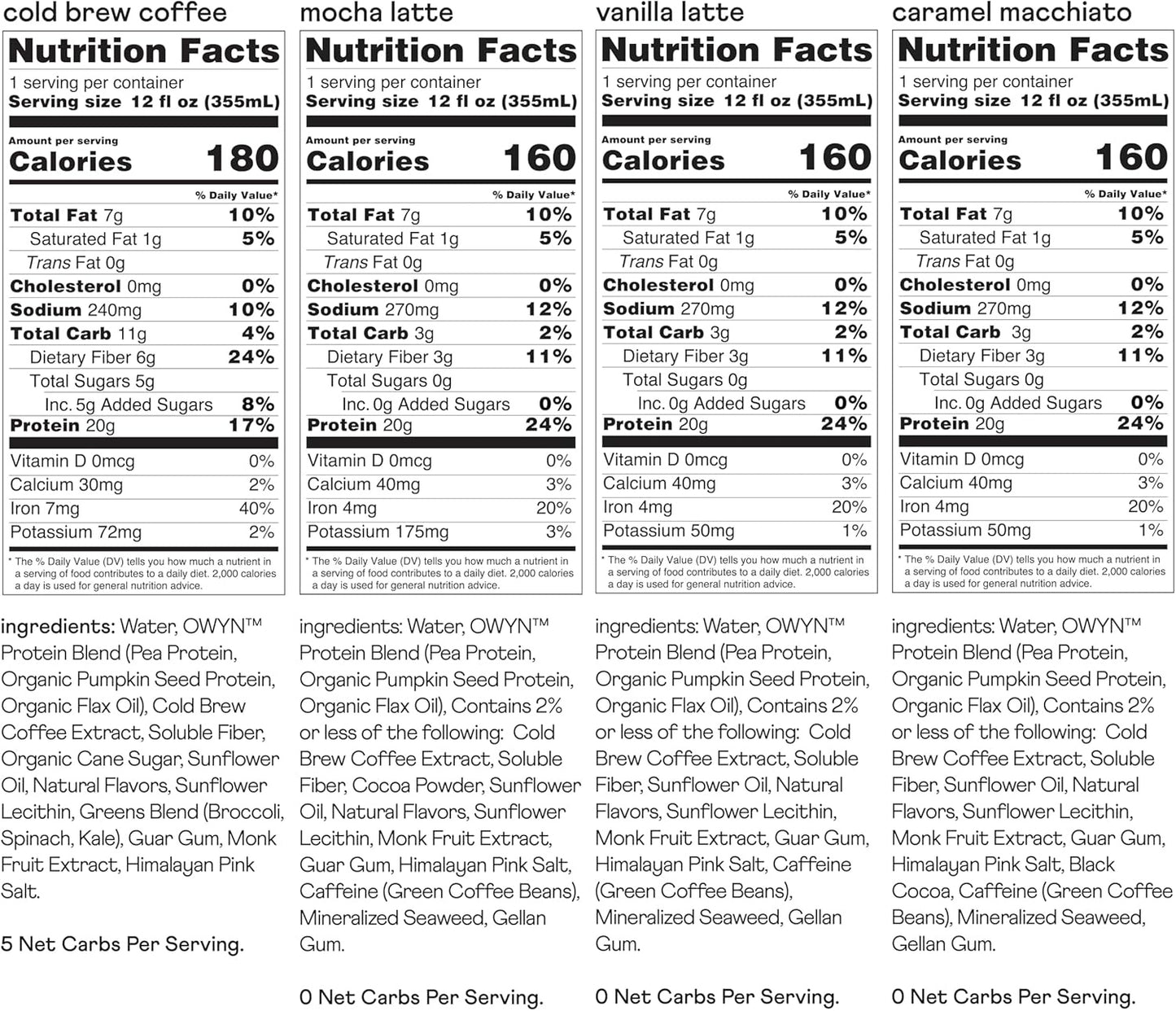 OWYN Coffee Protein Shake - Variety (12 Pack)