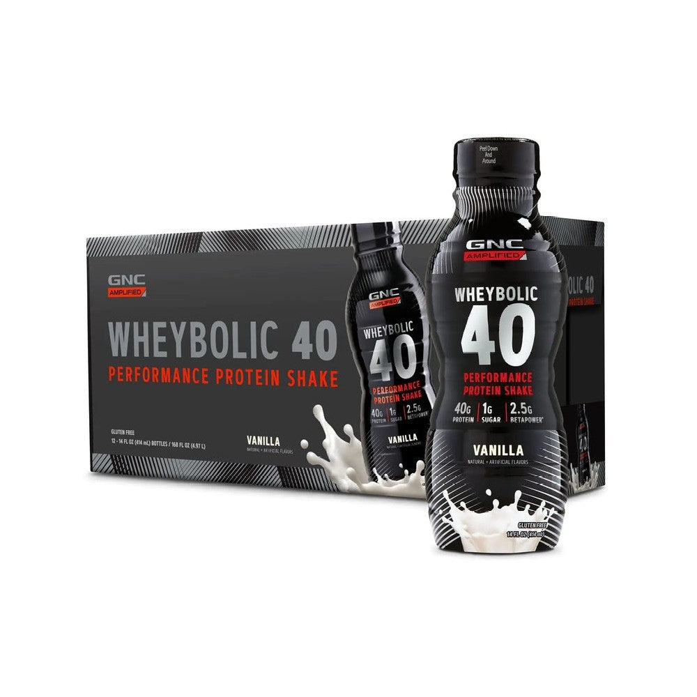 GNC Amplified Wheybolic 40 Performance Protein Shake - Vanilla (12 Pack)