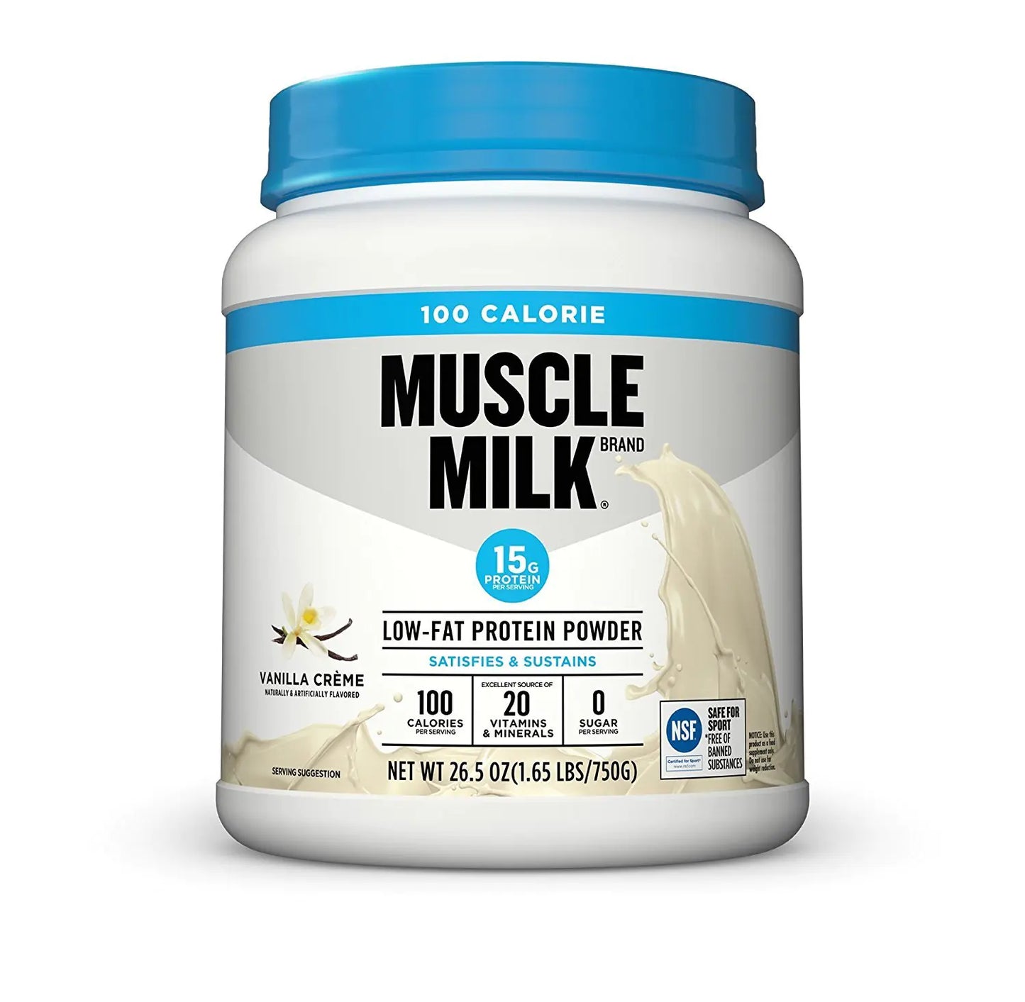 Muscle Milk ZERO 100 Calorie Protein Powder Vanilla 15g Protein 1.65 Pound 25 Servings
