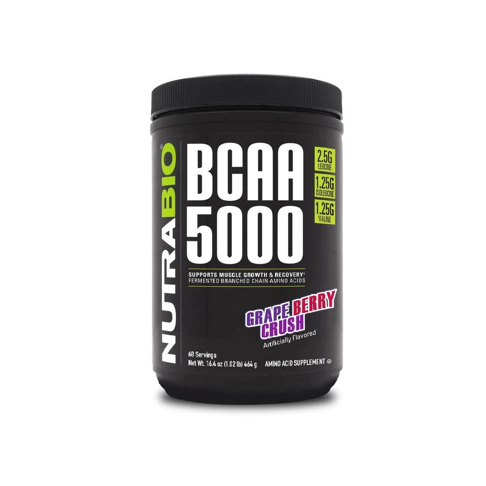 NutraBio BCAA 5000 Powder - Grape Berry Crush (1.02LB)