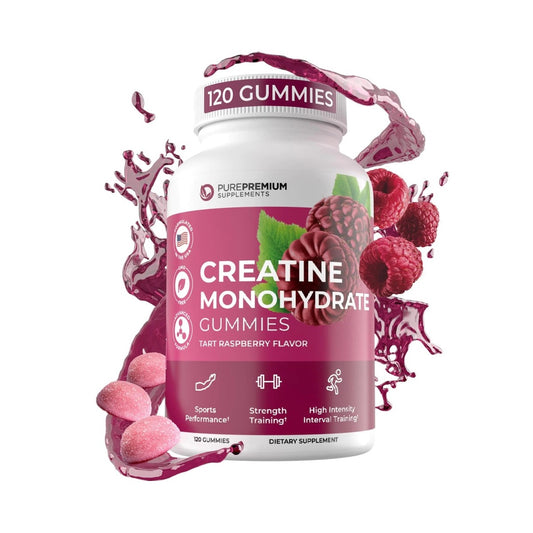 PurePremium Creatine Gummies - Tart Raspberry (120 Gummies)